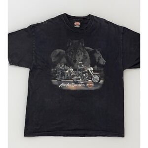 Vtg 2001 Harley Davidson Shirt Mens XL Hanes Beefy Wolf Eagle Bear Motorcycle